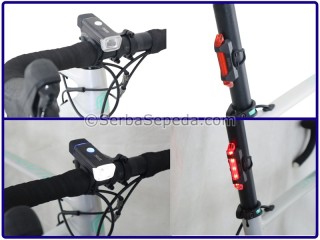 Cycliste Lampu Depan Belakang 250+10 Lumens USB